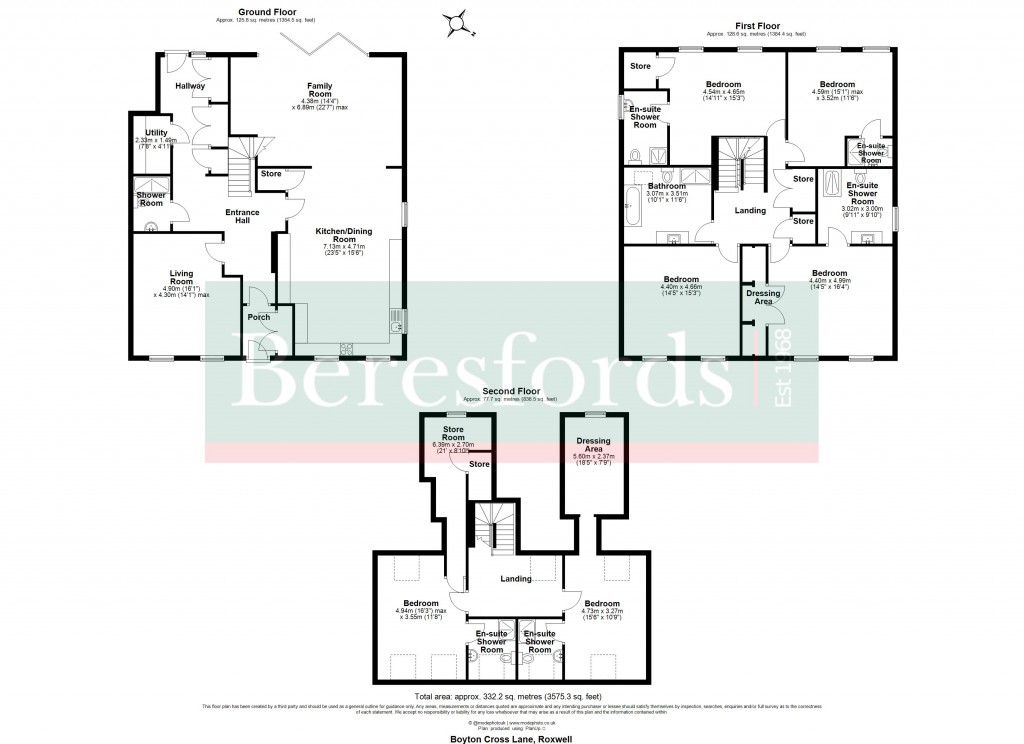 Floorplans For Boyton Cross Lane, Roxwell, Chelmsford, Essex, CM1