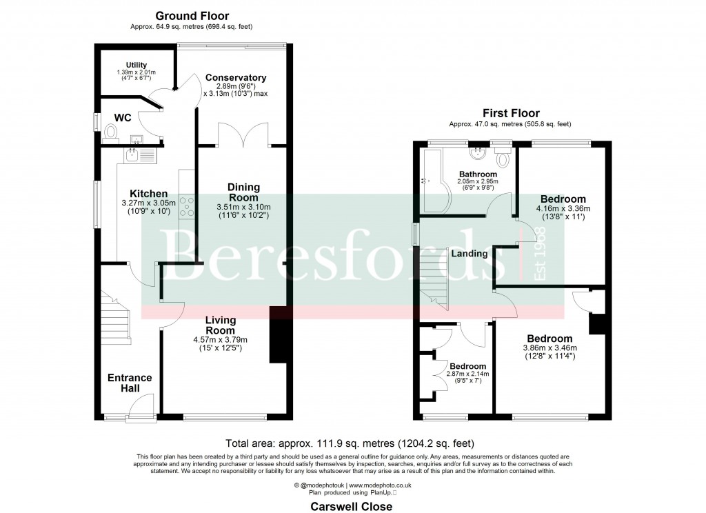 Floorplans For Carswell Close, Hutton, Brentwood, Essex, CM13