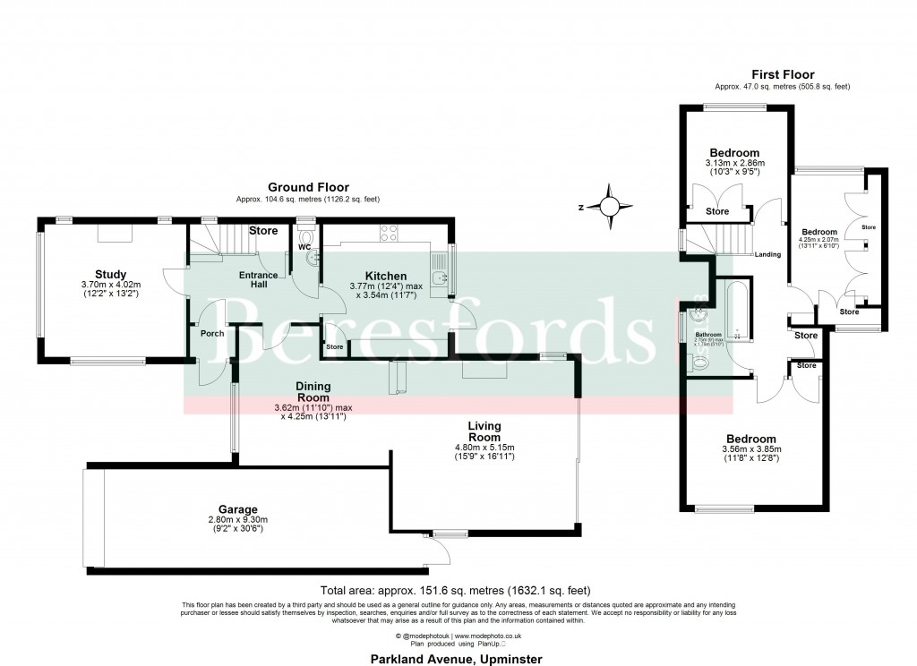 Floorplans For Parkland Avenue, Upminster, RM14
