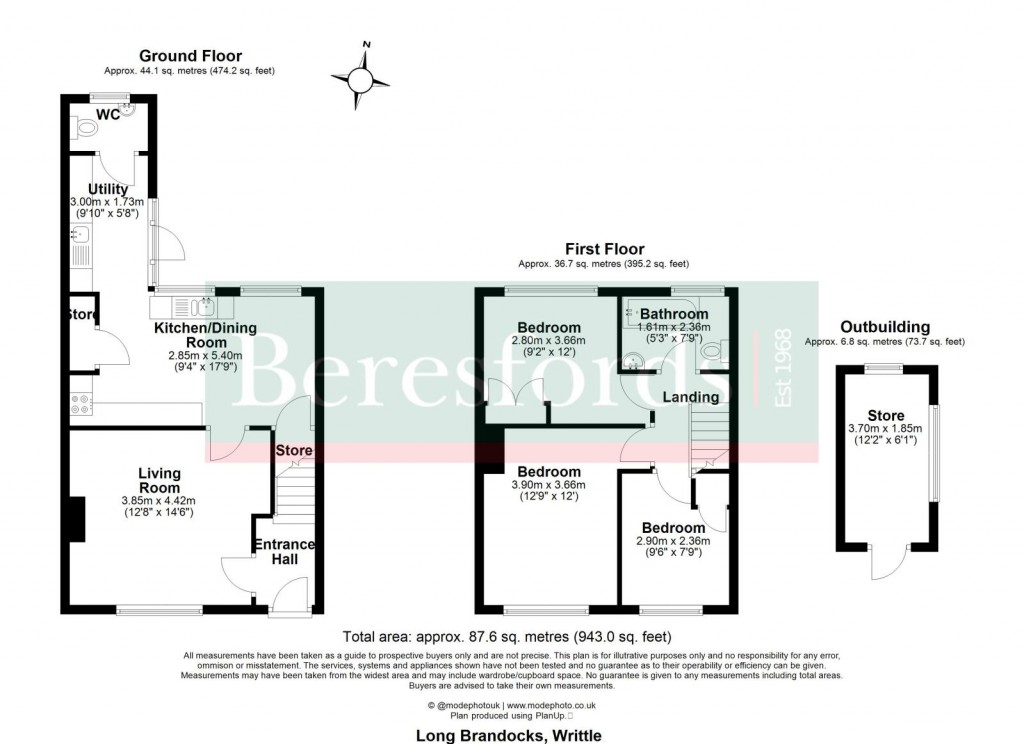 Floorplans For Long Brandocks, Writtle, Chelmsford, Essex, CM1