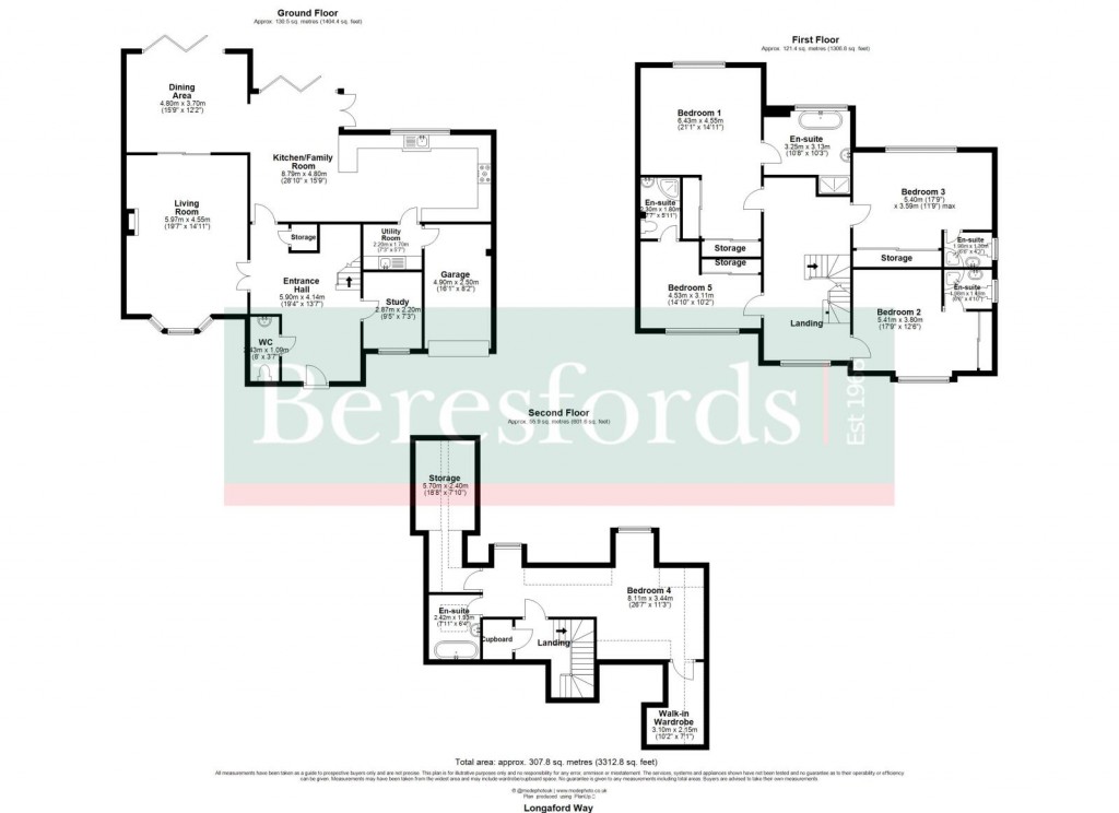 Floorplans For Longaford Way, Hutton Mount, Brentwood, Essex, CM13