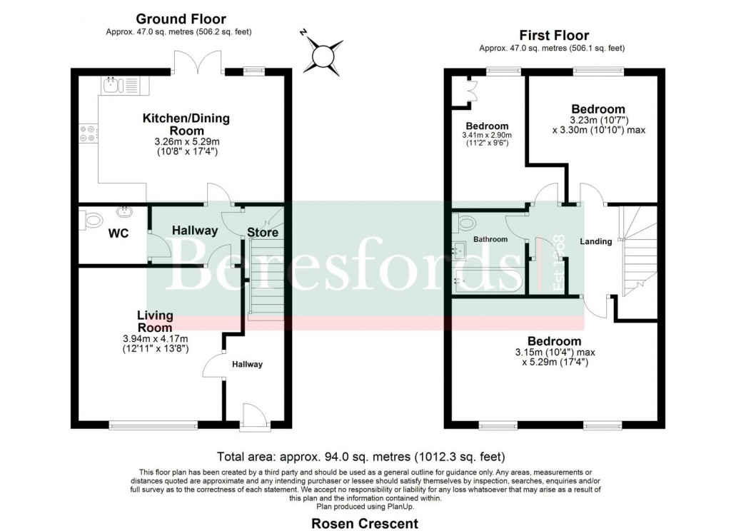 Floorplans For Rosen Crescent, Hutton, Brentwood, Essex, CM13