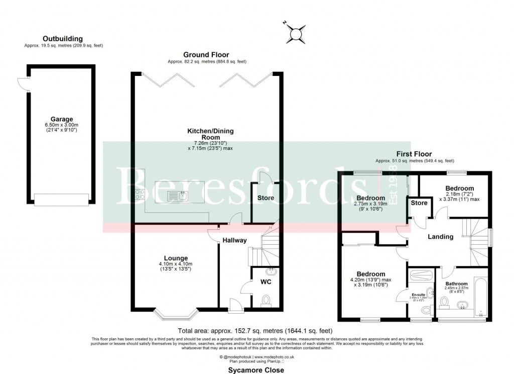 Floorplans For Sycamore Close, Great Warley, Brentwood, Essex, CM13