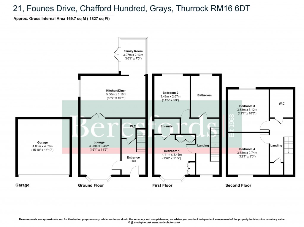 Floorplans For Founes Drive, Chafford Hundred, Grays, Essex, RM16