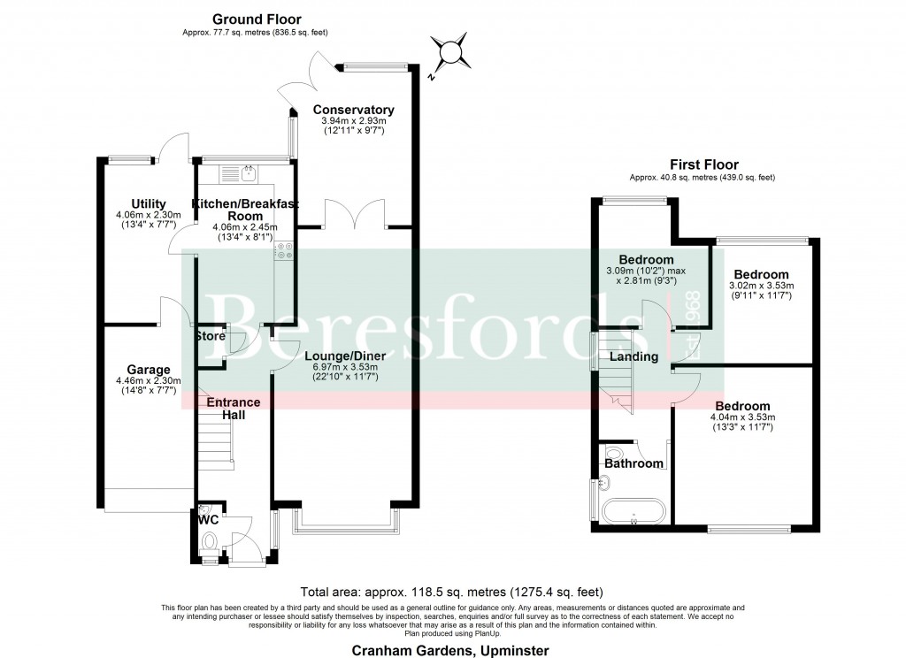 Floorplans For Cranham Gardens, Upminster, RM14