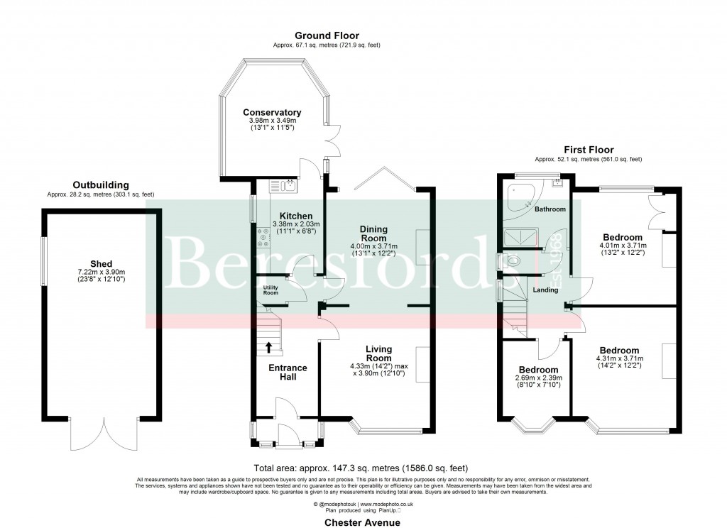 Floorplans For Chester Avenue, Upminster, RM14