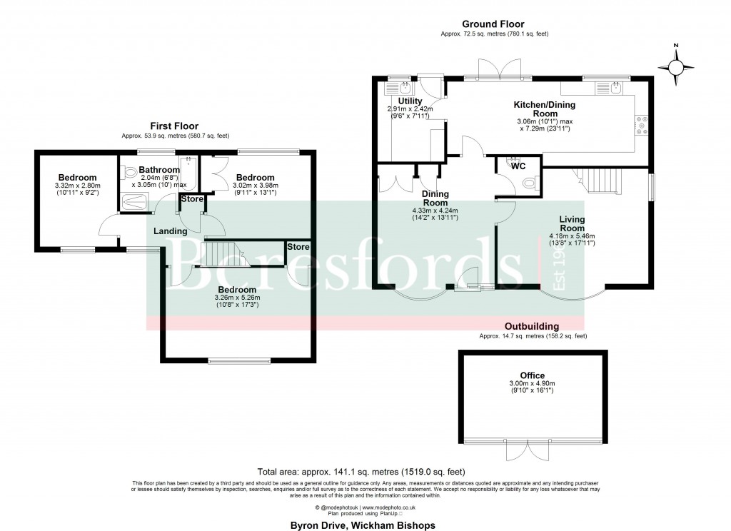 Floorplans For Byron Drive, Wickham Bishops, Witham, Essex, CM8