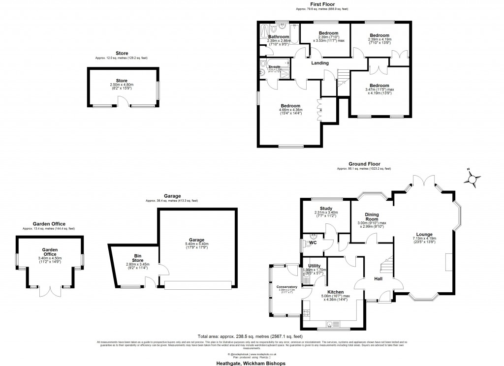 Floorplans For Heathgate, Wickham Bishops, Witham, Essex, CM8