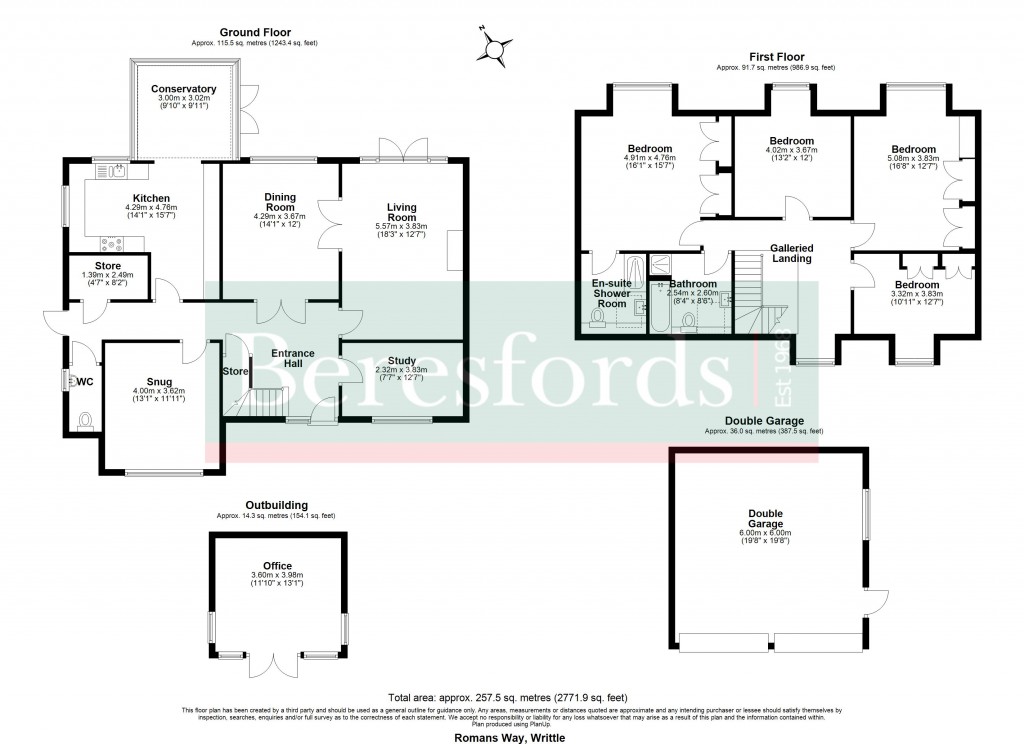 Floorplans For Romans Way, Writtle, Chelmsford, Essex, CM1