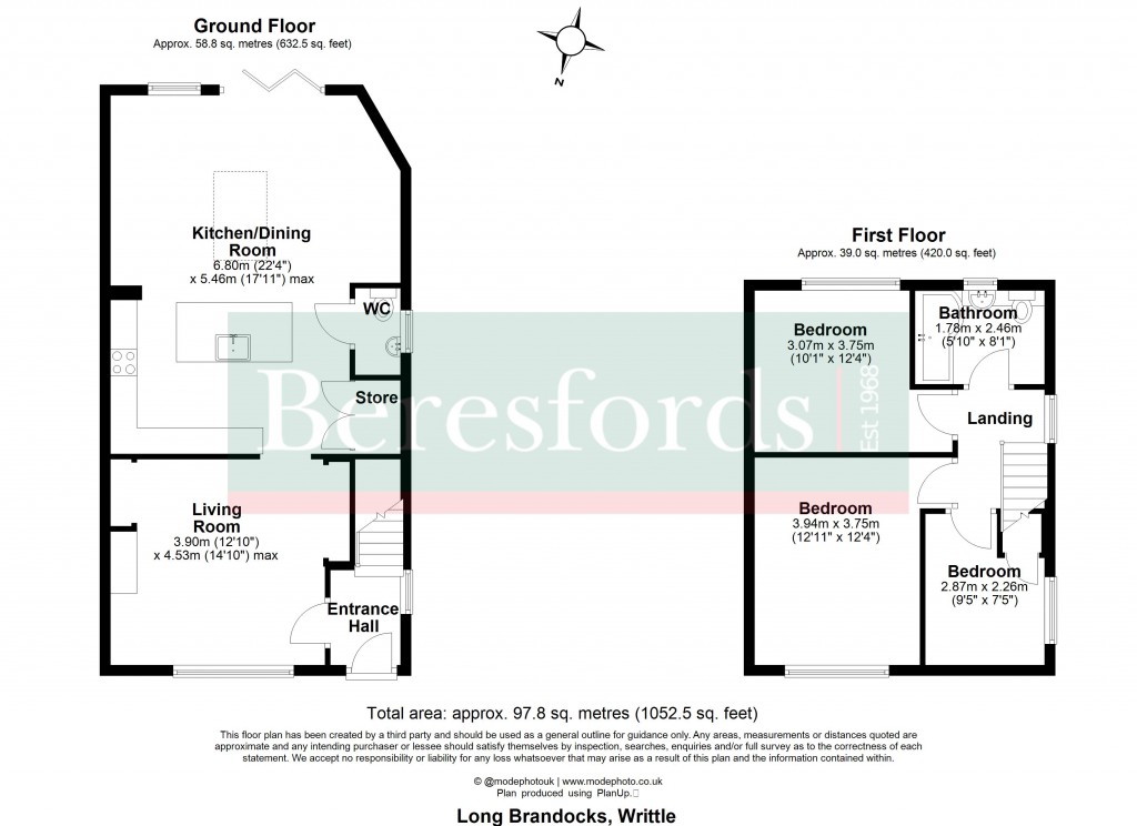 Floorplans For Long Brandocks, Writtle, Chelmsford, Essex, CM1