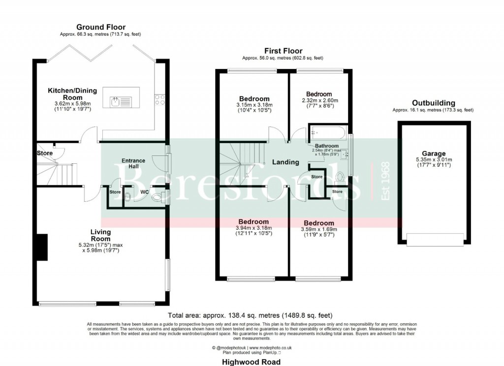 Floorplans For Highwood Road, Writtle, Chelmsford, Essex, CM1